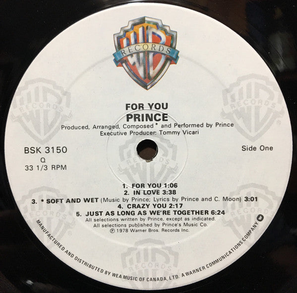 Prince – For You - Early Pressing! VinylPursuit.com