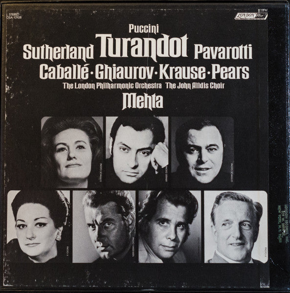 Puccini - Sutherland, Pavarotti, Caballé, Ghiaurov, Krause, Pears – Turandot - 1973, 3-Album Box Set