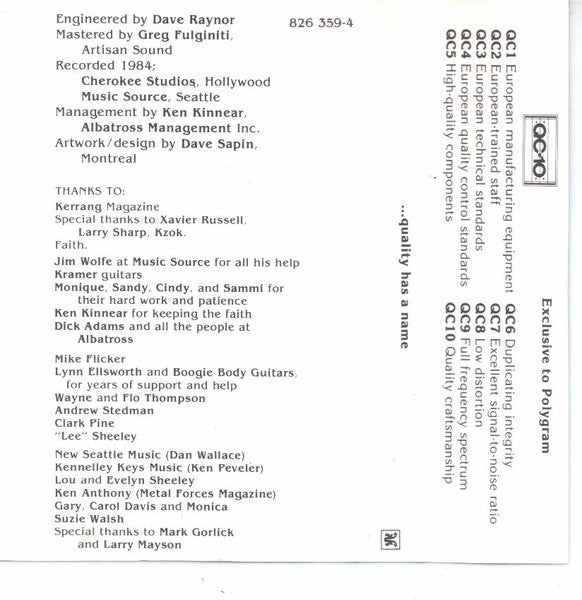 Q5 – Steel The Light - 1985 Original Cassette VinylPursuit.com