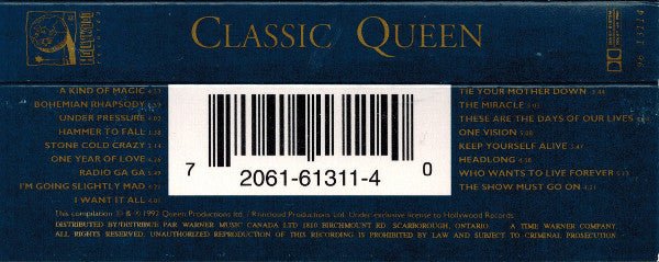 Queen – Classic Queen - 1992 Cassette - Vinyl Pursuit Inc