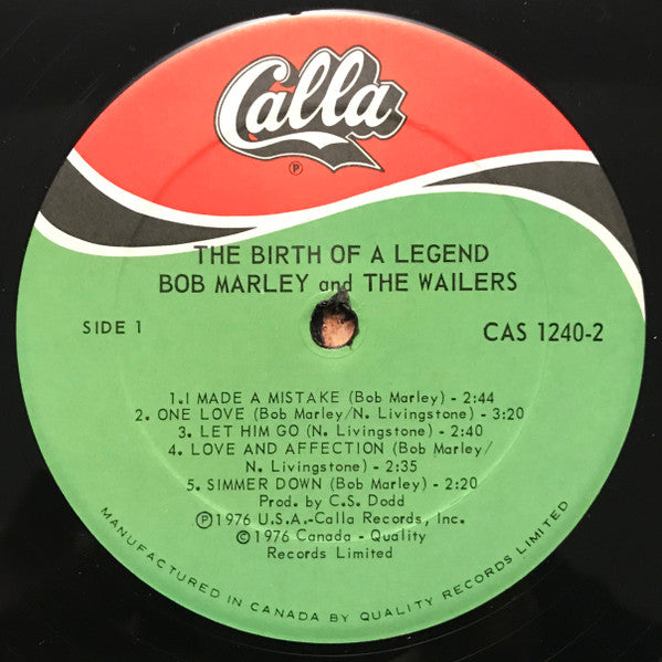 Bob Marley & The Wailers – The Birth Of A Legend - 1976 Double Album