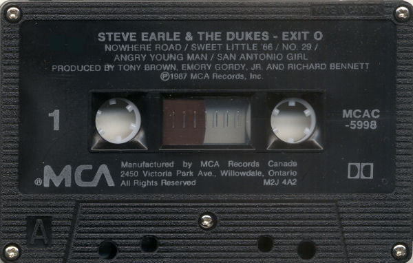 Steve Earle & The Dukes – Exit 0 - 1987 Cassette - Vinyl Pursuit Inc