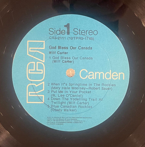 Wilf Carter – God Bless Our Canada - 1967 Vinyl Pursuit Inc