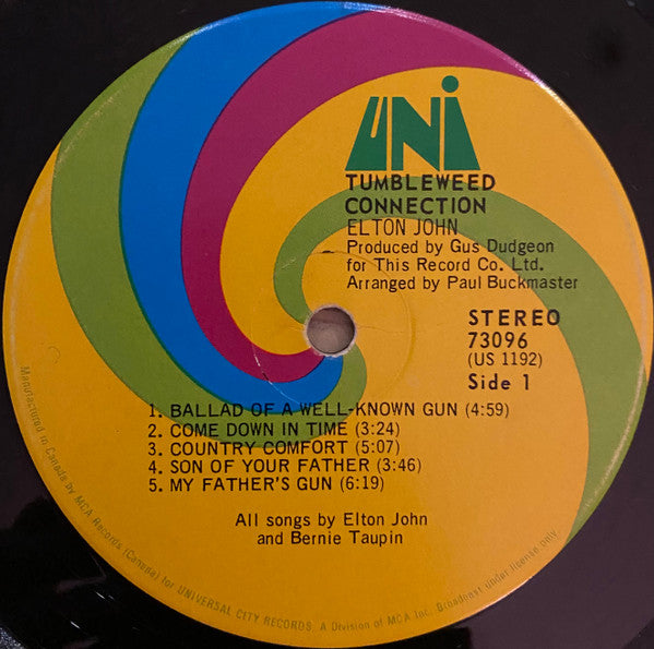Elton John – Tumbleweed Connection - 1970 Vinyl Pursuit Inc