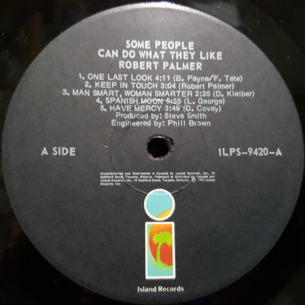 Robert Palmer – Some People Can Do What They Like - 1976 Vinyl Pursuit Inc