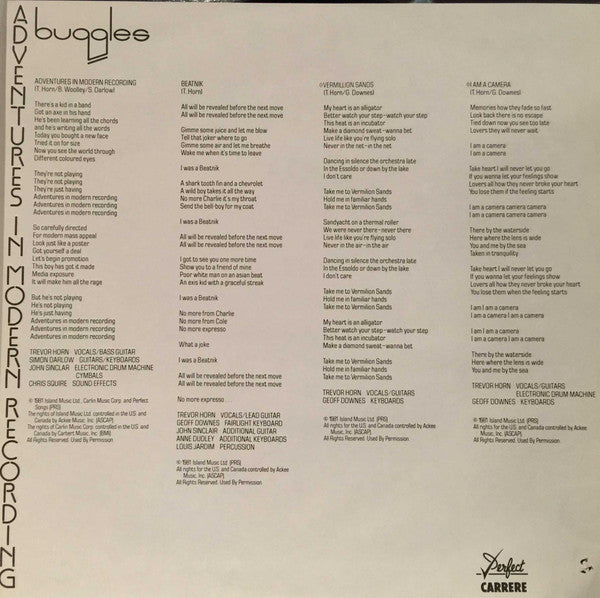 Buggles – Adventures In Modern Recording - 1981 Vinyl Pursuit Inc