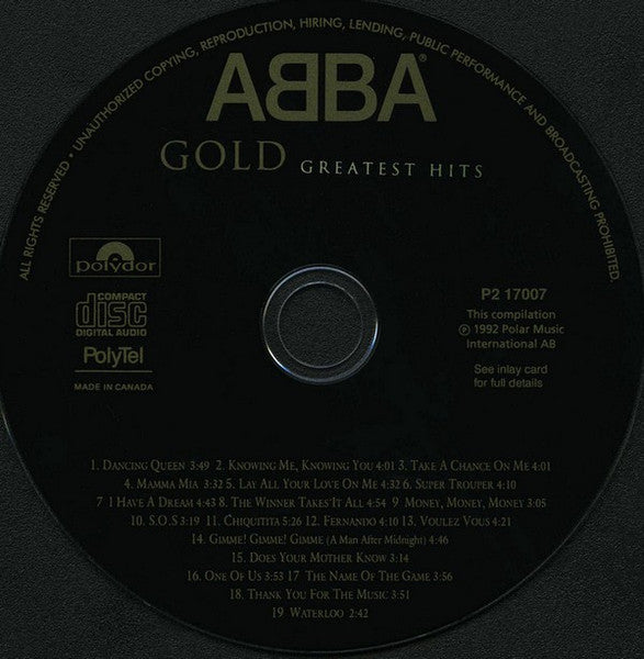 ABBA – Gold (Greatest Hits) - 1992 CD Vinyl Pursuit Inc