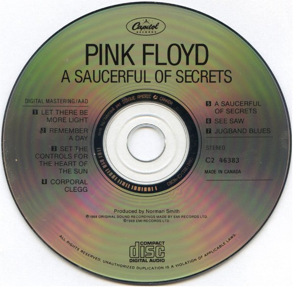 Pink floyd a saucerful of secrets 1988 cd Vinyl Pursuit Inc Pink floyd a saucerful of secrets 1988 cd Vinyl Pursuit Inc