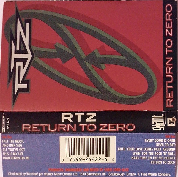 RTZ – Return To Zero –  1991 Cassette VinylPursuit.com