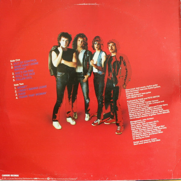 Rage – Out Of Control - 1981 UK Original VinylPursuit.com