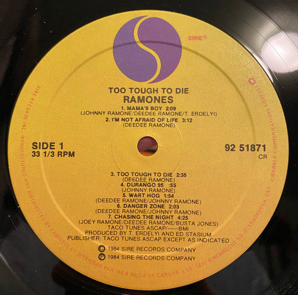 Ramones – Too Tough To Die - 1984 Original, Rare!