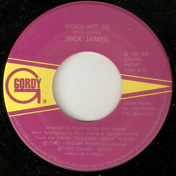 Rick James – Dance Wit' Me -  7" Single - 1982