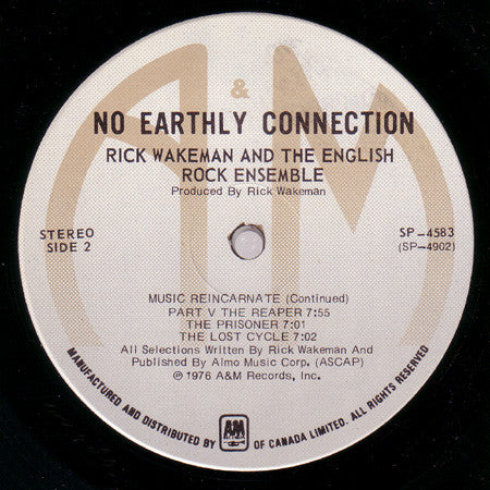 Rick Wakeman And The English Rock Ensemble – No Earthly Connection - 1976 Pressing