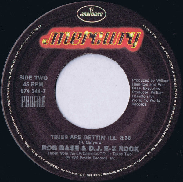 Rob Base and DJ E-Z Rock – Joy And Pain - 7" Single, 1989 Original!