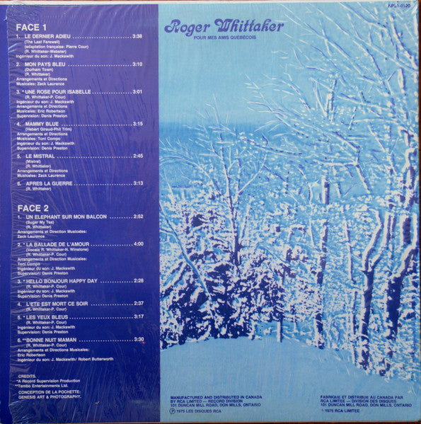 Roger Whittaker ‎– Pour Mes Amis Québécois - 1975 Sealed!