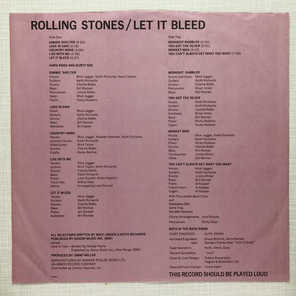 Rolling Stones ‎– Let It Bleed - 1969 US Pressing