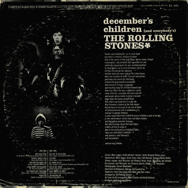 The Rolling Stones – December's Children (And Everybody's) - 1965 US Mono Pressing VinylPursuit.com