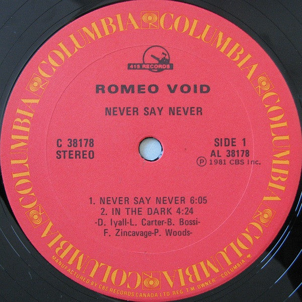 Romeo Void – Never Say Never - 1982