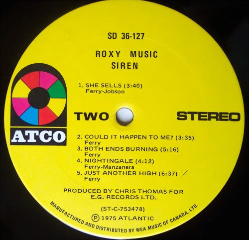 Roxy Music – Siren - 1975 Original