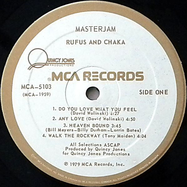 Rufus and Chaka – Masterjam  ‎–  1979 Original US Pressing