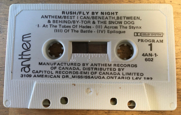 Rush – Fly By Night - 1977 Original Cassette - White shell VinylPursuit.com