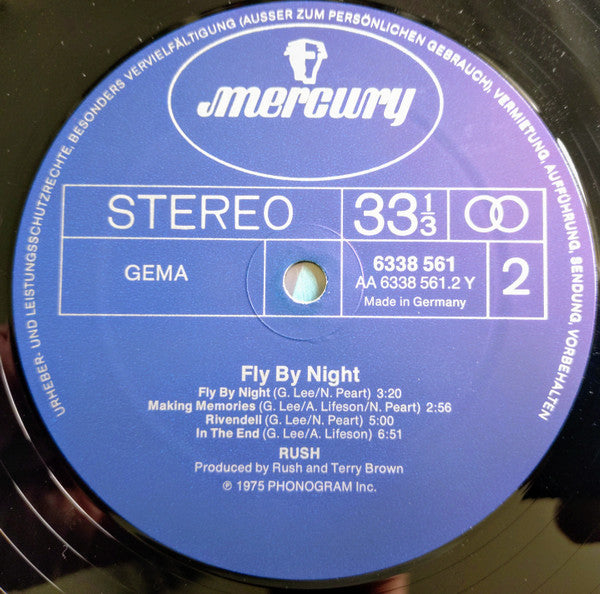 Rush – Fly By Night - 1975 First German Pressing, No Cover VinylPursuit.com