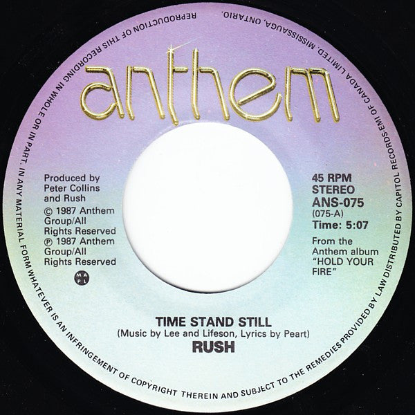 Rush – Time Stand Still - 7" Single, 1987, Rare