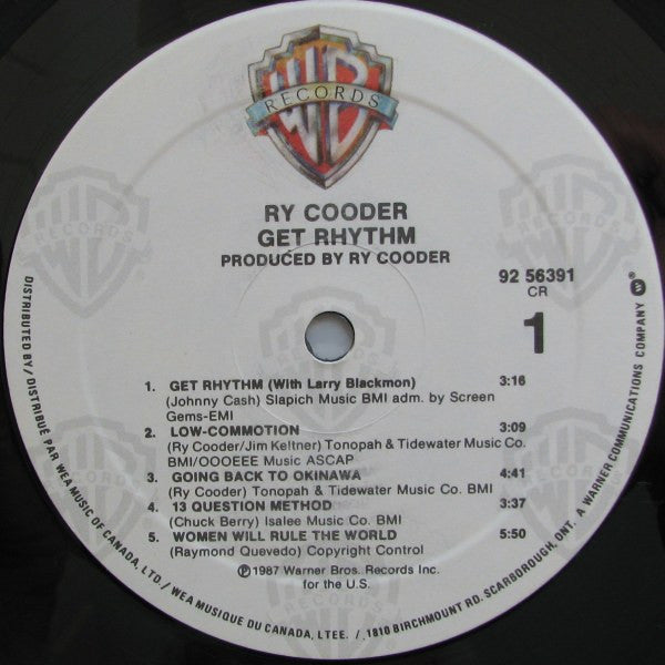 Ry Cooder ‎– Get Rhythm - 1987 Original in Shrinkwrap