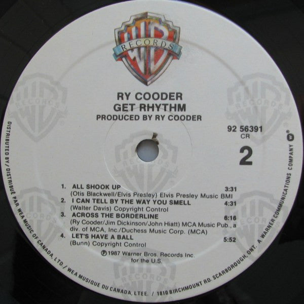 Ry Cooder ‎– Get Rhythm - 1987 Original in Shrinkwrap