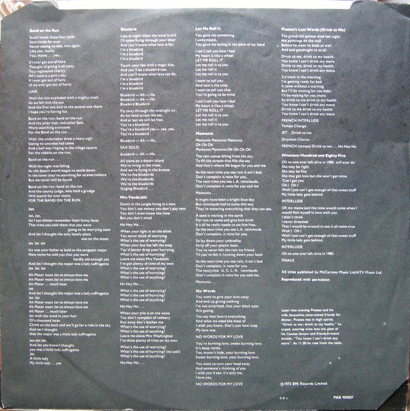 Paul McCartney & Wings – Band On The Run Vinyl Pursuit Inc