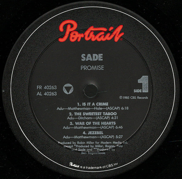 Sade – Promise  - 1985 Pressing