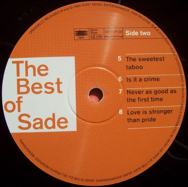 Sade – The Best Of Sade - European MOV Pressing!