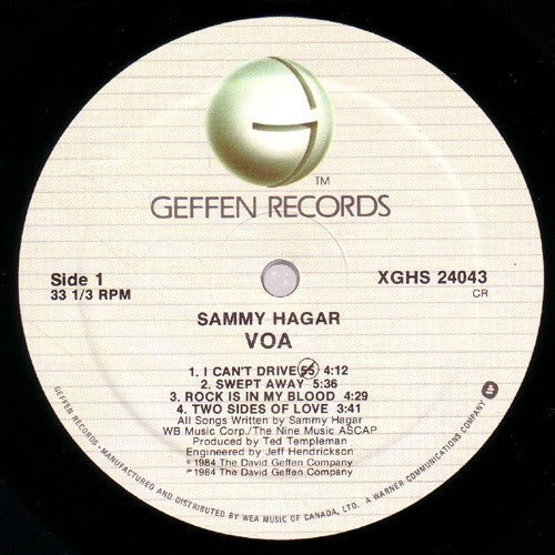 Sammy Hagar – VOA - 1984 Original - Vinyl Pursuit Inc