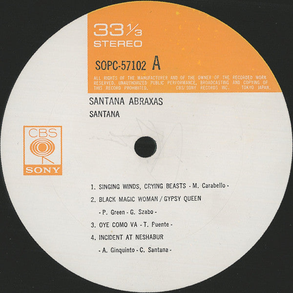 Santana – Abraxas - 1970 Japanese Pressing!