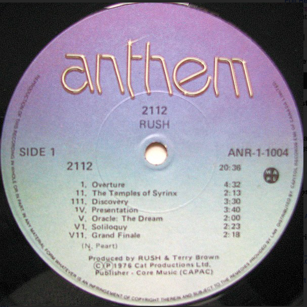 Rush ‎– 2112 - 1976 Original Pressing VinylPursuit.com