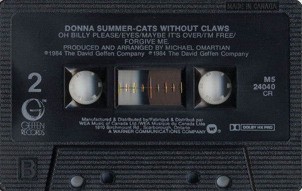 Donna Summer – Cats Without Claws - 1984 Cassette