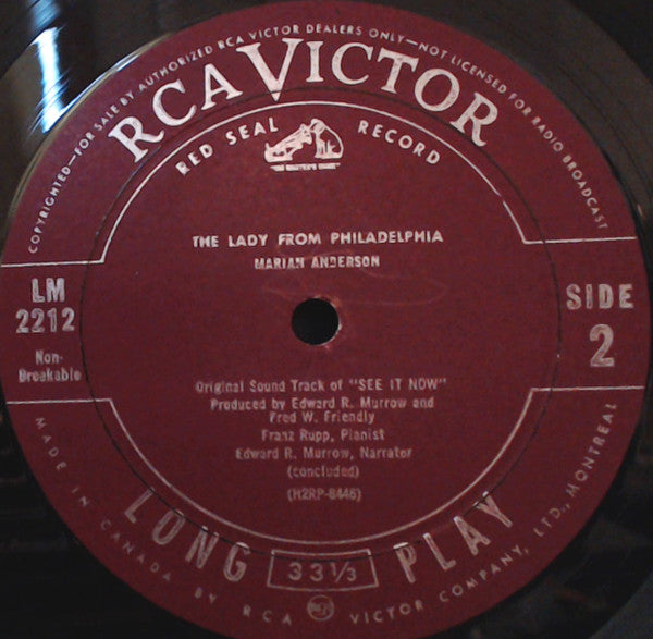 Marian Anderson, Edward R. Murrow, Fred W. Friendly – The Lady From Philadelphia - 1958