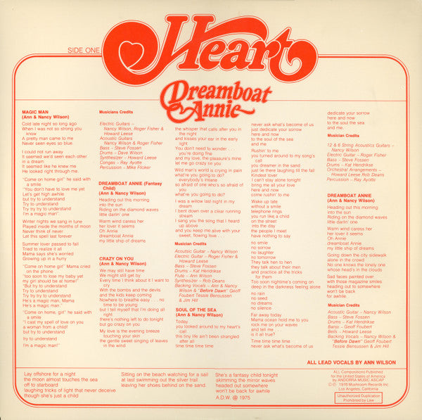 Heart ‎– Dreamboat Annie - Heart ‎– 1976