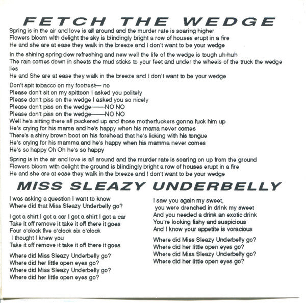 Sloth – Fetch The Wedge -  7" Single, 1989 Limited Edition, Red Vinyl