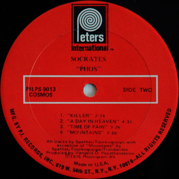 Socrates with Vangelis O. Papathanassiou – Phos - 1976 US Original