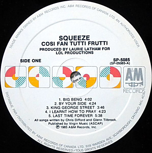 Squeeze – Cosi Fan Tutti Frutti - 1985 Original, Rare, SEALED!