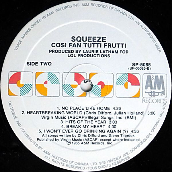 Squeeze – Cosi Fan Tutti Frutti - 1985 Original, Rare, SEALED!