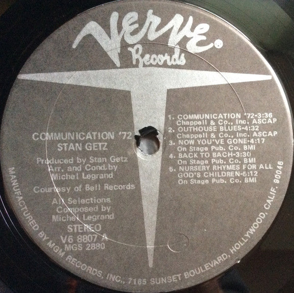 Stan Getz – Communications '72 - 1972 US Verve Original VinylPursuit.com