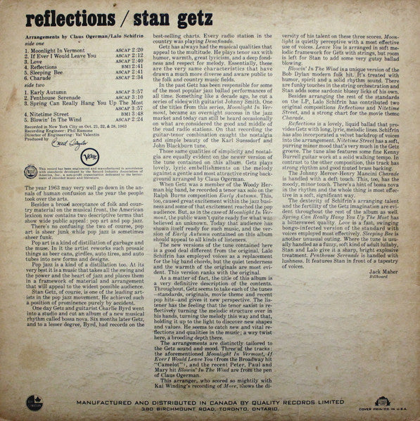 Stan Getz – Reflections - 1985 Original Verve Mono Pressing VinylPursuit.com
