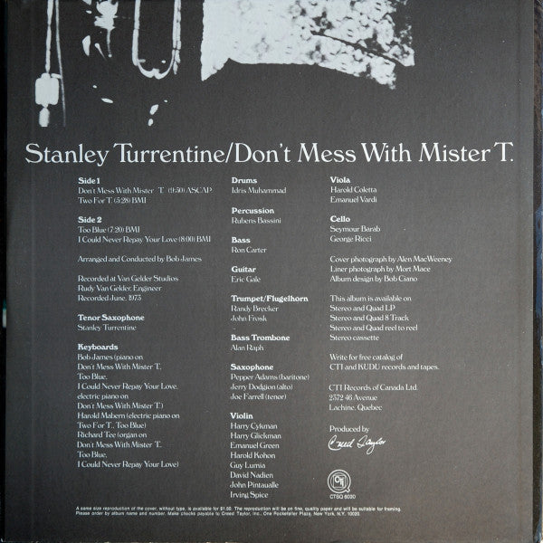 Stanley Turrentine – Don't Mess With Mister T - 19873 Quadraphonic US  Pressing!