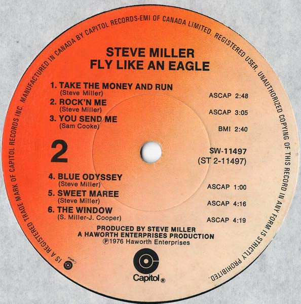 Steve Miller Band – Fly Like An Eagle - 1976 VinylPursuit.com