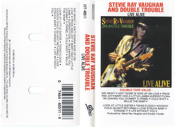 Stevie Ray Vaughan And Double Trouble – Live Alive - 1986 Cassette VinylPursuit.com