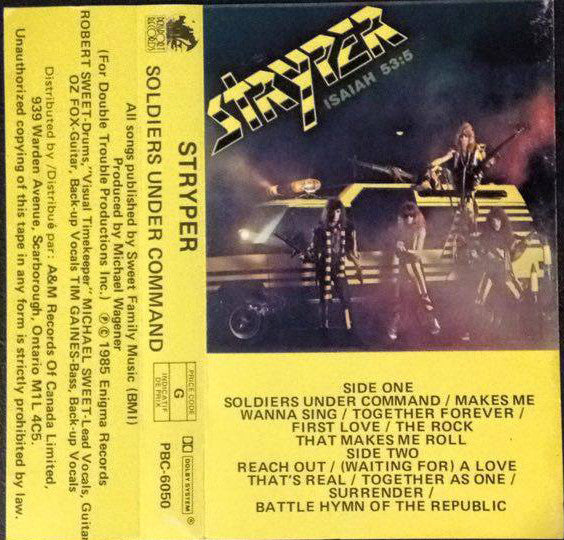 Stryper – Soldiers Under Command - 1985 Cassette VinylPursuit.com