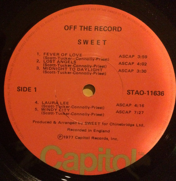 Sweet – Off The Record - 1977 Original