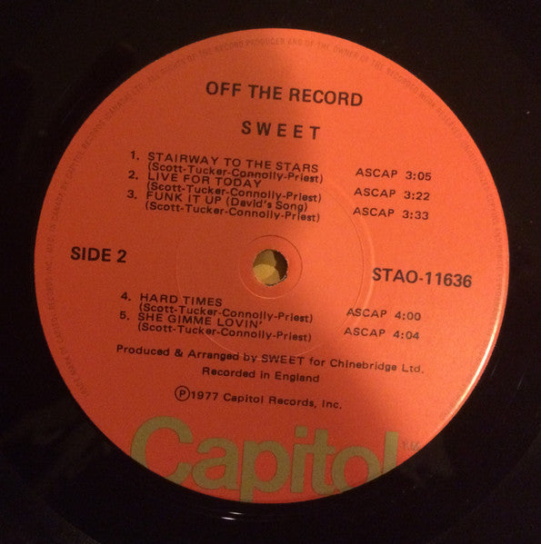 Sweet – Off The Record - 1977 Original